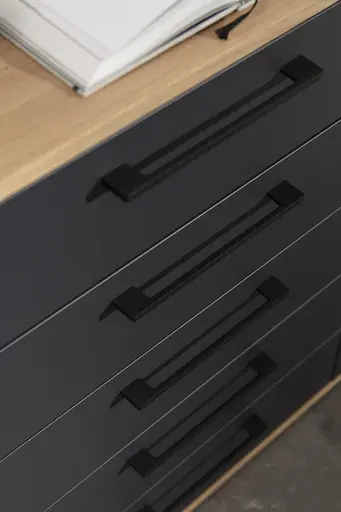 Kommode Viana - Balkeneiche furniert, Anthrazit