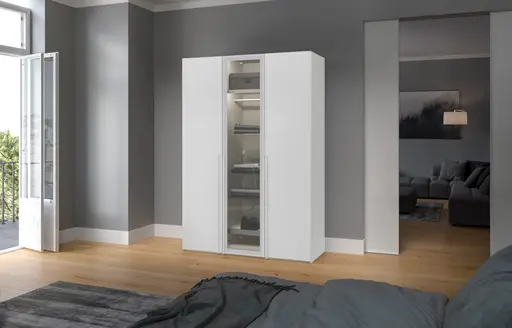 Drehtürenschrank JOIN IT- B ca. 152 cm, Weiss, Glas