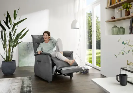 Fernsehsessel EM Düsseldorf - Relaxfunktion (3-motorisch), Leder, Brikett