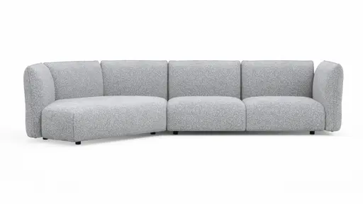 Trapezsofa Motone - Ecke links mit 2-Sitzer, Stoff, Hellgrau