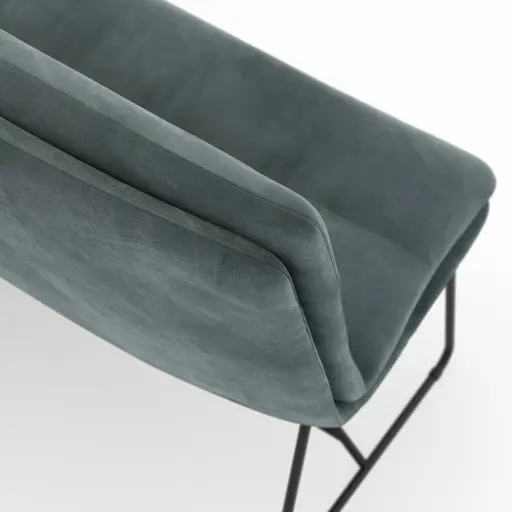 Bank Jukka - B ca. 200 cm, Stoff, Jade, Kufe, Schwarz