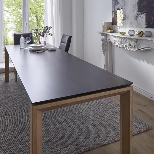 Esstisch 5000 - ausziehbar, LB ca. 160x90 cm, Kunststoff, Schwarz