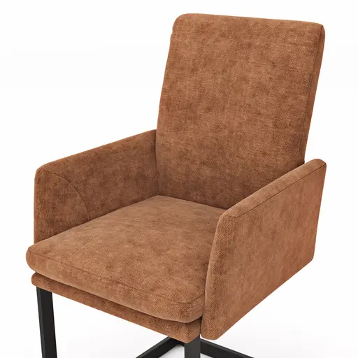 Freischwinger Valloni - Armlehne, Stoff, Rostfarben