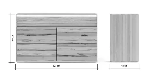 Sideboard Hillsboro - inkl. Beleuchtung, Buche/Kernbuche natur, geölt