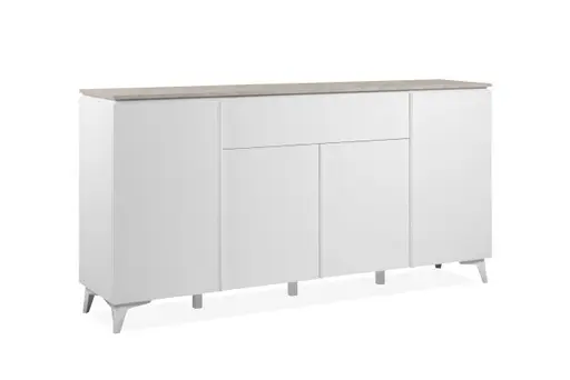 Sideboard - B ca. 177 cm, Weiß, Sandstein Nachbildung