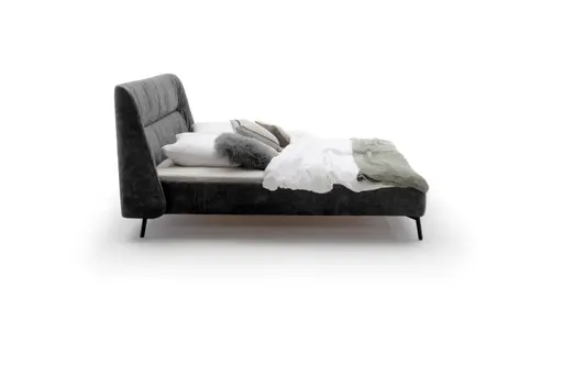 Bett Alvito - Liegefläche ca. 180x200 cm, Stoff, Steingrau