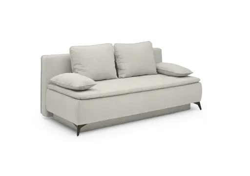 Sofa JANIN - 2-Sitzer, Schlaffunktion mit Bettkasten, Stoff, Beige