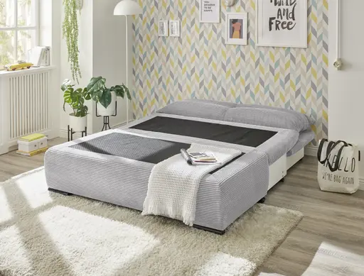 Schlafsofa - 2-Sitzer inkl. Schlaffunktion, Stoff, Hellgrau