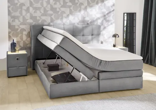 Boxspringbett- Liegefläche ca. 180x200 cm, Stoff, Grau, Basic