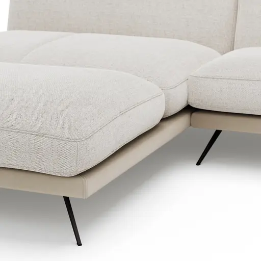 Ecksofa Valdemoro - Longchair mit 2,5-Sitzer rechts inkl. Rückenlehne verstellbar, Stoff, Creme