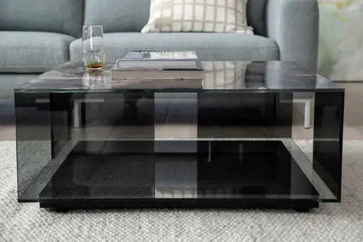 Couchtisch Sansa - LBH ca. 90x90x38 cm, Keramik, Schwarz
