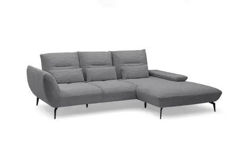 Ecksofa PAYTON - 2-Sitzer, Ecke rechts, Stoff, Grau