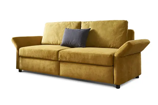 Sofa - 2-Sitzer mit Schlaffunktion, Stoff, Senfgelb