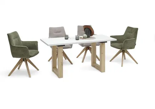 Esstisch- LB ca. 160x70 cm, Kreidegrau, Matt, Lack, Eiche Dekor