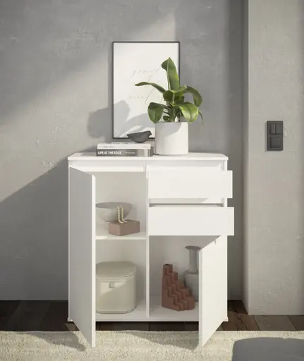 Kommode - B ca. 80 cm, Weiß