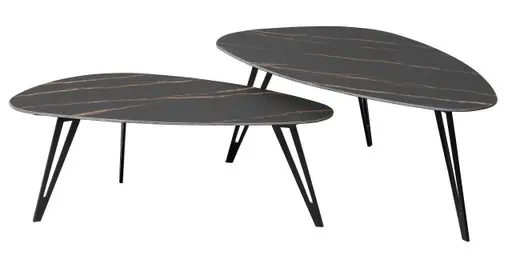 Couchtisch - 2er Set, Stein, Dunkel