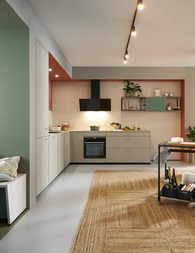 L-Küche 51.210 9 525, Kaschmirbraun matt