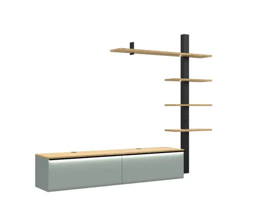 Hängeelement - mit Beleuchtung, B ca. 174 cm, Schilfgrün, Gustavson Oak Nachbildung