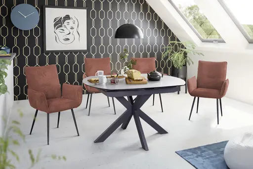 Armlehnstuhl MARCELA - Stoff, Kupfer