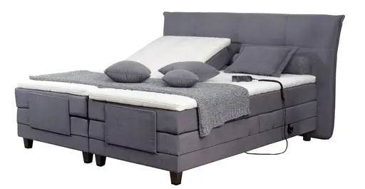 Boxspringbett - Liegefläche ca. 180x200 cm, motorische Verstellung, Stoff, Anthrazit 