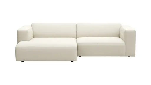 Ecksofa Laja - Longchair links mit 1-Sitzer, Stoff, Creme
