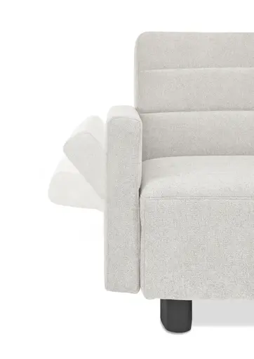  Faltsofa Easy - 2-Sitzer, ca. 140 cm inkl. Schlaffunktion/Topper/Armteil verstellbar, Stoff, Creme