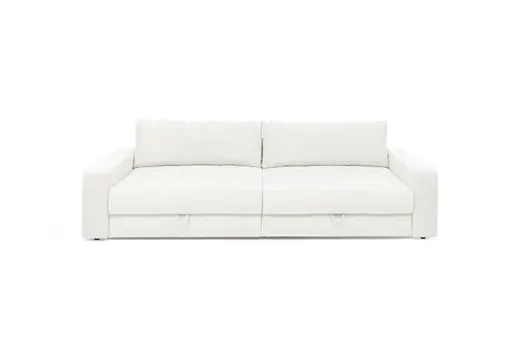 Big-Sofa Jella - 2-Sitzer, Schlaffunktion mit Bettkasten, Stoff, Beige