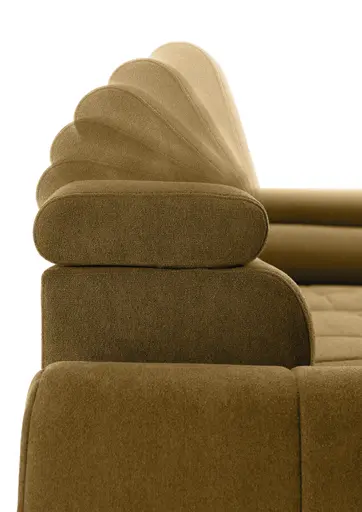 Ecksofa - Ecke links mit 2-Sitzer, Sitzvorzug motorisch, Kopfteil verstellbar, Stoff, Amber