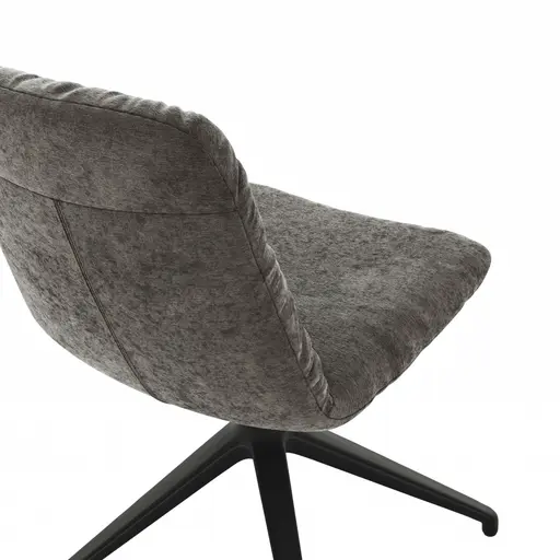 Stuhl Pelle - Stoff, Graubraun, Drehgestell, Schwarzgrau