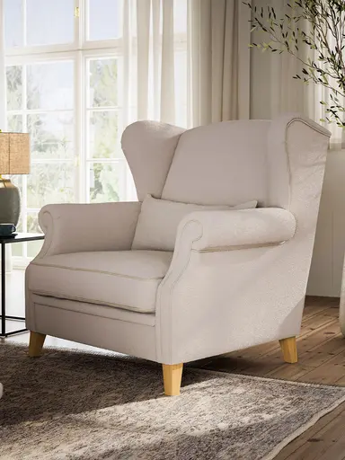 Sessel Mapleton - Stoff, Creme