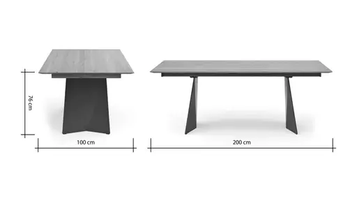 Esstisch 3100 - LB ca. 200x100 cm, beiseitig ausziehbar, Asteiche massiv, Geölt