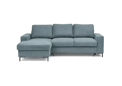 Ecksofa - Longchair links mit 2-Sitzer, Stoff, Azur