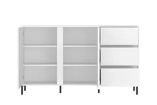 Sideboard - B ca. 158 cm, Weiß, Weiß Hochglanz