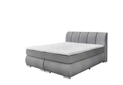 Boxspringbett- Liegefläche ca. 180x200 cm, Stoff, Silber