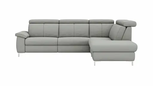 Ecksofa Cornella - 2-Sitzer mit Ecke rechts, Stoff, Hellgrau