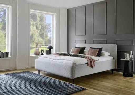 Polsterbett - Liegefläche ca. 180x200 cm, Absetzung Grau, Stoff, Hellgrau