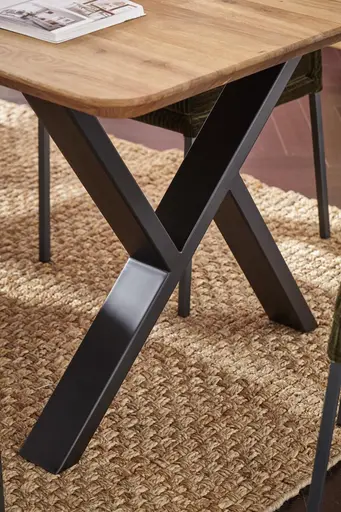 Esstisch Belfast - LB ca. 200x100 cm, Eiche massiv, X-Gestell asymmetrisch