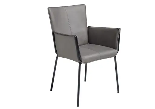 Armlehnstuhl 4900 - Leder, Eisengrau, Aussenliegendes Gestell schwarz