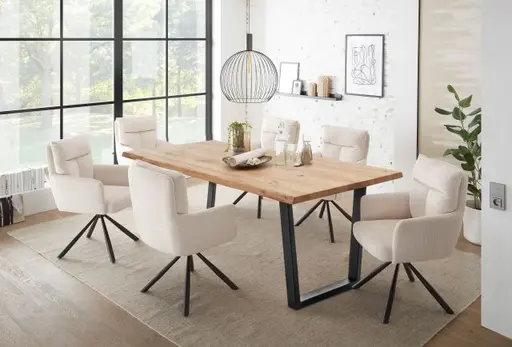 Armlehnstuhl - drehbar, Cord, Hellbeige