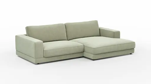 Ecksofa Juni - 1,5-Sitzer mit Longchair rechts, Stoff, Lindgrün