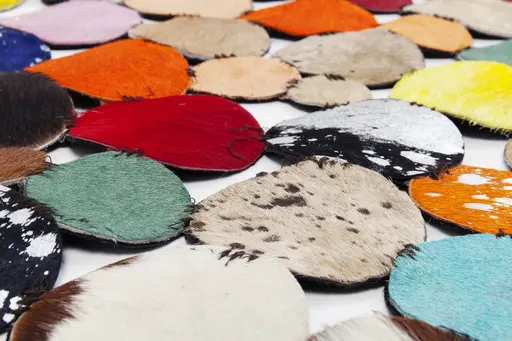 Teppich- D ca. 150 cm, Echtfell, Multicolor