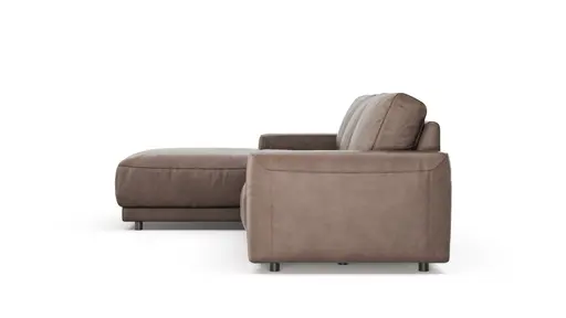 Ecksofa Balok - Longchair groß links mit 2,5-Sitzer, Leder, Dunkelbraun