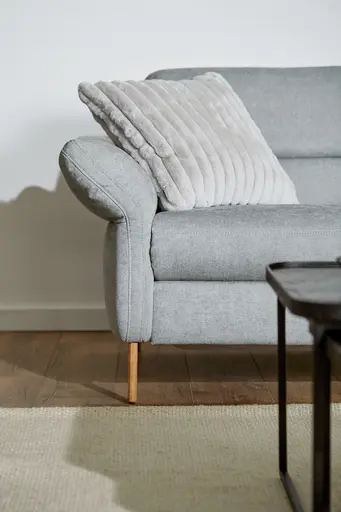 Ecksofa Jacksonville - 3-Sitzer medium, Eckelement mit Abschlussteil rechts, inkl. Relaxfunktion (motorisch) und Armlehne verstellbar, Stoff, Hellblau