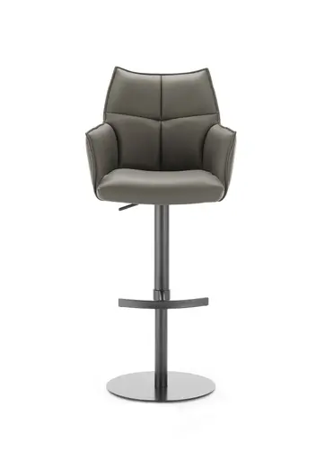 Barhocker MELE - drehbar, höhenverstellbar, Leder, Dunkelbraun