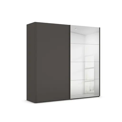 Schwebetürenschrank ROVERO- B ca. 225 cm, Graphit, Spiegel