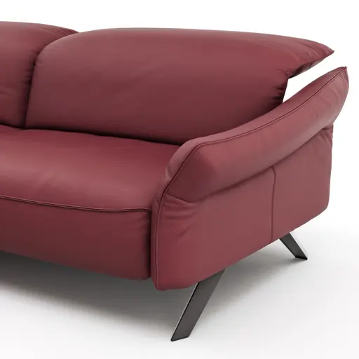 Ecksofa Bormio - Longchair links, 1,5-Sitzer, inkl. Fußteil- und Sitztiefenverstellung motorisch, Kopfteilverstellung, Leder, Weinrot 