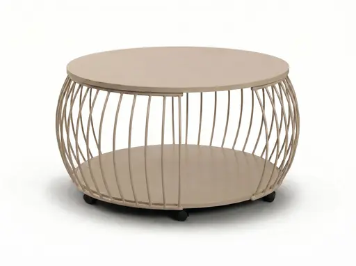 Couchtisch - Ø/H ca. 80x47 cm, Cremeweiß