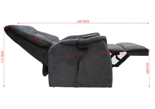 TV-Sessel MAILO - Aufstehhilfe, Relaxfunktion, Kopfteilverstellung, Stoff, Dunkelgrau