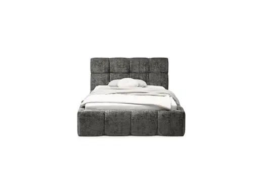 Bettgestell SANDRIN R- Liegefläche ca. 140x200 cm, Stoff, Grau, inkl Latterost und Stauraum