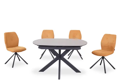 Stuhl MANOA - drehbar, Stoff, Senfgelb